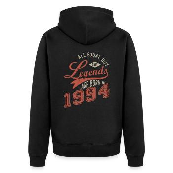 Born 1994, 1994 Anniversary - Unisex Premium Organic Zip Hoodie - black - Back - Nico (187cm)