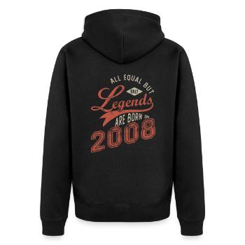 Legenden werden im Jahr 2008 geboren in Geburtstag 14 Jahre - Unisex Premium Bio Zip Hoodie - Schwarz - Hinten - Nico (187cm)