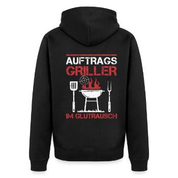 Auftragsgriller BBQ Grill Grillmeister Grillparty - Unisex Premium Bio Zip Hoodie - Schwarz - Hinten - Nico (187cm)