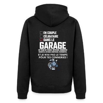 Garage Et Mécanicien Humour - Veste à capuche bio Premium Unisexe - noir - Dos - Nico (187cm)
