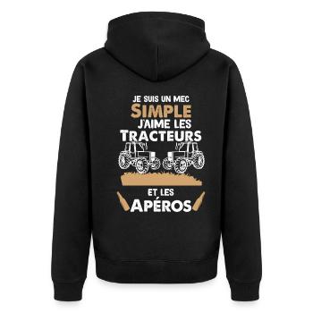 Tracteur Agricole Humour Drôle Papa - Veste à capuche bio Premium Unisexe - noir - Dos - Nico (187cm)