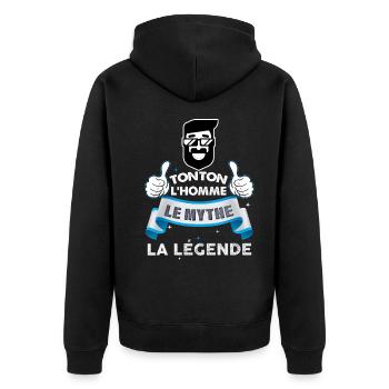 Dein Bart der Mann der Mythos die Legende - Unisex Premium Bio Zip Hoodie - Schwarz - Hinten - Nico (187cm)