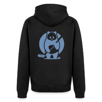 Panda Eishockey Spieler Silhouette - Unisex Premium Bio Zip Hoodie - Schwarz - Hinten - Nico (187cm)