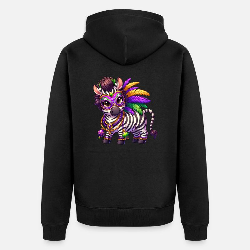 Mardi Gras Zebra Comic Süß - Unisex Premium Bio Zip Hoodie - Schwarz