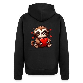 Sloth Love - Perfect for Valentine's Day and - Unisex Premium Organic Zip Hoodie - black - Back - Nico (187cm)