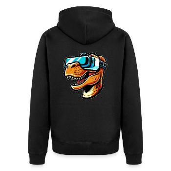 Dino T-Rex VR Gamer Gaming Virtual Reality - Unisex Premium Organic Zip Hoodie - black - Back - Nico (187cm)