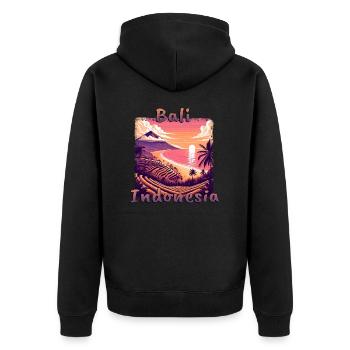 Bali Indonesia Sunset Beach Orange - Unisex Premium Organic Zip Hoodie - black - Back - Nico (187cm)