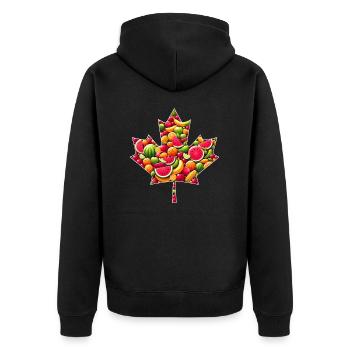 Kanadisches Ahornblatt Sommer Frucht Melone - Unisex Premium Bio Zip Hoodie - Schwarz - Hinten - Nico (187cm)