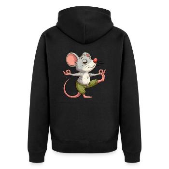 Maus Yoga Meditation Meditieren Balancieren - Unisex Premium Bio Zip Hoodie - Schwarz - Hinten - Nico (187cm)