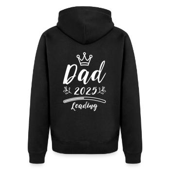 Dad 2025 Papa Loading - Unisex Premium Bio Zip Hoodie - Schwarz - Hinten - Nico (187cm)