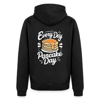 Pancakes Frühstück Essen Pancake - Unisex Premium Bio Zip Hoodie - Schwarz - Hinten - Nico (187cm)
