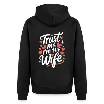 Femme Épouse Partenaire Famille Marié - Veste à capuche bio Premium Unisexe - noir - Dos - Nico (187cm)
