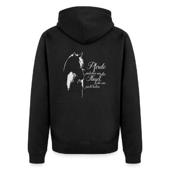 PFERDE VERLEIHEN UNS FLÜGEL Wilsigns Pferdespruch - Unisex Premium Bio Zip Hoodie - Schwarz - Hinten - Nico (187cm)