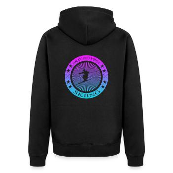 Skiing - Unisex Premium Bio Zip Hoodie - Schwarz - Hinten - Nico (187cm)