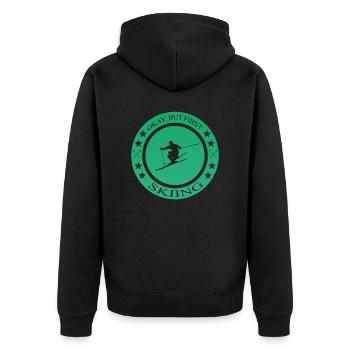 Ski fahren Geschenkidee Spruch Skiing - Unisex Premium Bio Zip Hoodie - Schwarz - Hinten - Nico (187cm)
