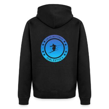 Geschenkidee für Skifahrer Spruch Ski - Unisex Premium Bio Zip Hoodie - Schwarz - Hinten - Nico (187cm)