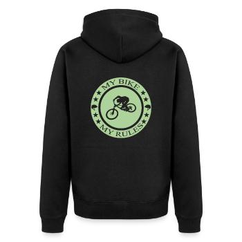 Fahrrad BMX Mtb biken - Unisex Premium Bio Zip Hoodie - Schwarz - Hinten - Nico (187cm)