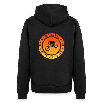 Fahrrad, Mtb, Bike, BMX - Unisex Premium Bio Zip Hoodie - Schwarz - Hinten - Nico (187cm)