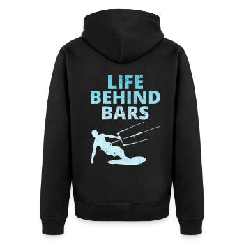 Kitesurfen Kitesurfen Kiteboarding Kiteboarder - Unisex Premium Bio Zip Hoodie - Schwarz - Hinten - Nico (187cm)