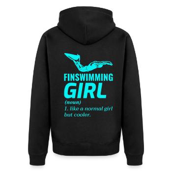Finswimming Girl Swimming Swimmer Swim Water sport - Unisex Premium Organic Zip Hoodie - black - Back - Nico (187cm)