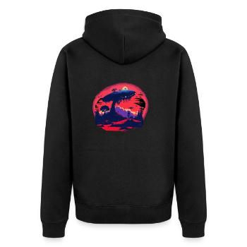 Geschenke - Unisex Premium Bio Zip Hoodie - Schwarz - Hinten - Nico (187cm)