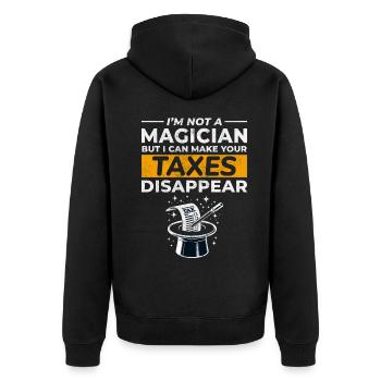 Buchhalter-Magier lässt Steuern verschwinden Lustig - Unisex Premium Bio Zip Hoodie - Schwarz - Hinten - Nico (187cm)