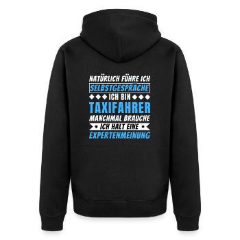 Ich führe Selbstgespräche - Taxifahrer Edition - Unisex Premium Bio Zip Hoodie - Schwarz - Hinten - Nico (187cm)