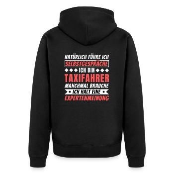Ich führe Selbstgespräche - Taxifahrer Edition - Unisex Premium Bio Zip Hoodie - Schwarz - Hinten - Nico (187cm)