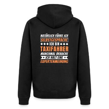 Ich führe Selbstgespräche - Taxifahrer Edition - Unisex Premium Bio Zip Hoodie - Schwarz - Hinten - Nico (187cm)