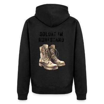 Retired soldier - Unisex Premium Organic Zip Hoodie - black - Back - Nico (187cm)