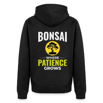 Japanischer Bonsai Gärtner Baum Sammler Gartenarbeit - Unisex Premium Bio Zip Hoodie - Schwarz - Hinten - Nico (187cm)