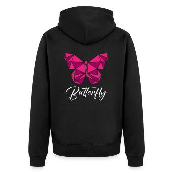 Butterfly Geometric - Unisex Premium Organic Zip Hoodie - black - Back - Nico (187cm)