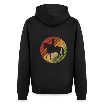 Dressur Dressurreiten Dressurreiter Reiten Pferd - Unisex Premium Bio Zip Hoodie - Schwarz - Hinten - Nico (187cm)