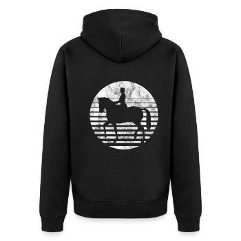 Dressur Dressurreiten Dressurreiter Reiten Pferd - Unisex Premium Bio Zip Hoodie - Schwarz - Hinten - Nico (187cm)