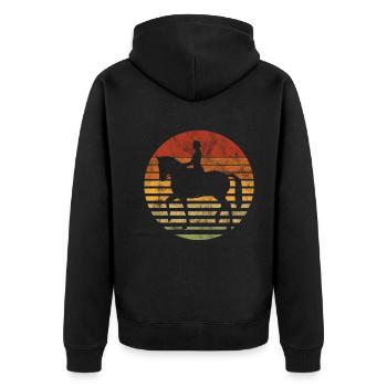 Dressur Dressurreiten Dressurreiter Reiten Pferd - Unisex Premium Bio Zip Hoodie - Schwarz - Hinten - Nico (187cm)