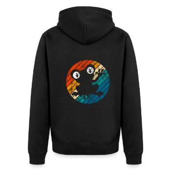 Frosch Frösche Geschenk für Kinder Lustig Witzig - Unisex Premium Bio Zip Hoodie - Schwarz - Hinten - Nico (187cm)