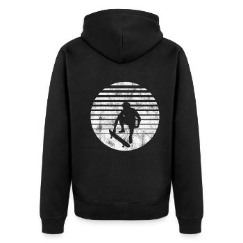 Skateboarder Skateboard Skater Skate Skateing - Unisex Premium Bio Zip Hoodie - Schwarz - Hinten - Nico (187cm)