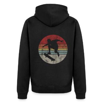 Skateboarder Skateboard Skater Skate Skateing - Unisex Premium Bio Zip Hoodie - Schwarz - Hinten - Nico (187cm)