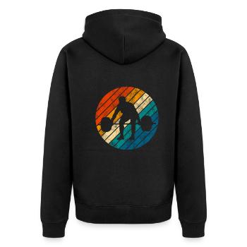 Bodybuilding Bodybuilder GYM Fitnessstudio Retro - Unisex Premium Organic Zip Hoodie - black - Back - Nico (187cm)