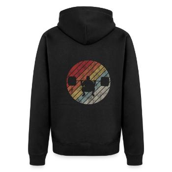 Bodybuilding Bodybuilder GYM Fitnessstudio Retro - Unisex Premium Organic Zip Hoodie - black - Back - Nico (187cm)