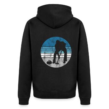 Ice Curling Curler Curling Retro Gift - Unisex Premium Organic Zip Hoodie - black - Back - Nico (187cm)