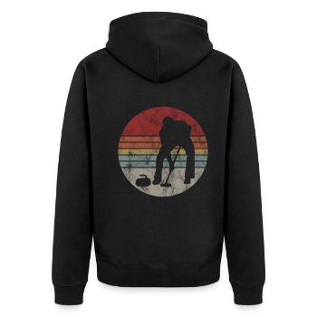 Ice Curling Curler Curling Retro Gift - Unisex Premium Organic Zip Hoodie - black - Back - Nico (187cm)