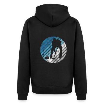 Curling sur glace Curling Retro Cadeau - Veste à capuche bio Premium Unisexe - noir - Dos - Nico (187cm)