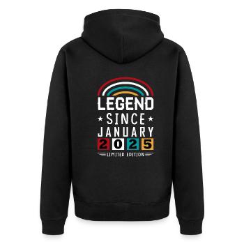 2025 Legend Since Birthday Gift January - Unisex Premium Organic Zip Hoodie - black - Back - Nico (187cm)