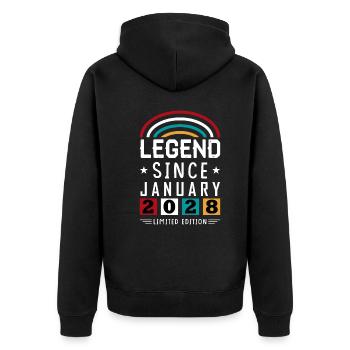 2028 Legend Since Geburtstag Geschenk Januar - Unisex Premium Bio Zip Hoodie - Schwarz - Hinten - Nico (187cm)