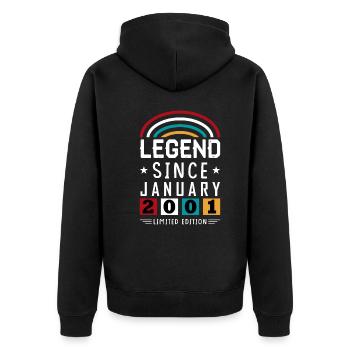 2001 Legend Since Geburtstag Geschenk Januar - Unisex Premium Bio Zip Hoodie - Schwarz - Hinten - Nico (187cm)