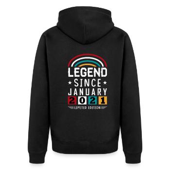 2021 Légende depuis Cadeau d’anniversaire Janvier - Veste à capuche bio Premium Unisexe - noir - Dos - Nico (187cm)