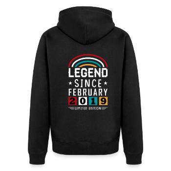 2019 Legend Since Geburtstag Geschenk Februar - Unisex Premium Bio Zip Hoodie - Schwarz - Hinten - Nico (187cm)