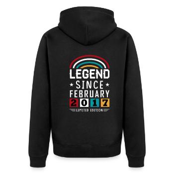 2017 Legend Since Birthday Gift February - Unisex Premium Organic Zip Hoodie - black - Back - Nico (187cm)