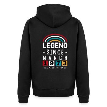 1973 Légende depuis la marche cadeau d’anniversaire - Veste à capuche bio Premium Unisexe - noir - Dos - Nico (187cm)